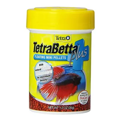 TetraBetta PLUS Floating Mini Pellets, Fish Food With Natural Color Enhancer