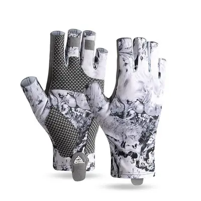 (White, XL) Fishing Gloves for Men Fingerless Cycling Gloves Non-slip Outdoor Sports Sunscreen S