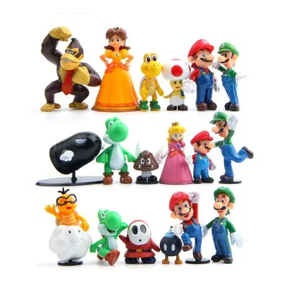 18pcs Super Mario Bros Action Figure Doll Playset Figurine Gift