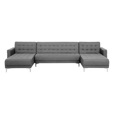 U-Shaped Sofa ABERDEEN Light Grey Reversible