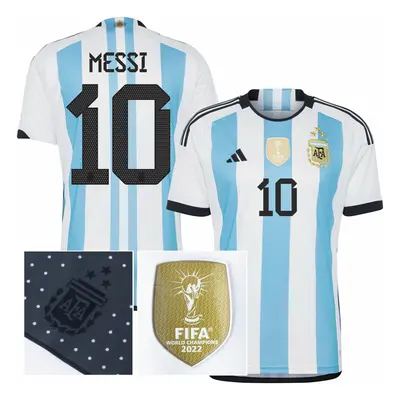 (XL) Argentina Home Star Messi No.10 Shirt FIFA Patch Blue/White