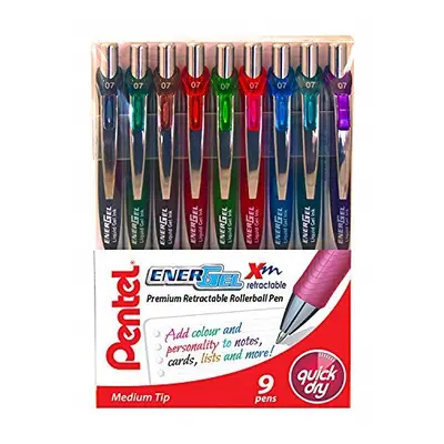 Pentel YBL77/ALTMIX9 0.7 mm Energel XM Retractable Wallet - Assorted Colours