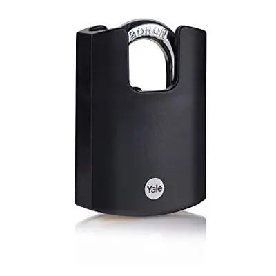 Yale Y121B/50/132/1 - Brass Closed Shackle Padlock (57 mm) - Black Outdoor Weatherproof Lock for