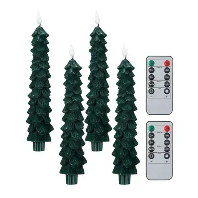 (green) Pcs Flameless Candle Light Led Christmas Tree Shaped Candles With 3D Flame Wick Battery 