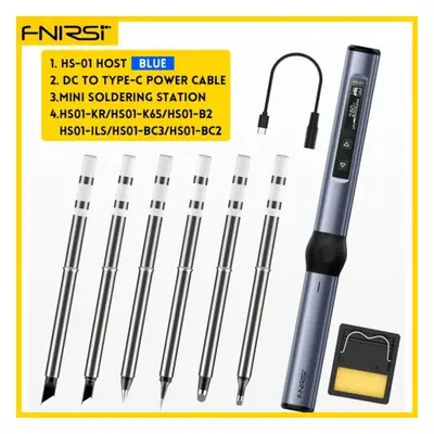 (blue, blue HS01 six) Fnirsi Hs-01 Smart Electric Soldering Iron Pd 65w Adjustable Constant Temp