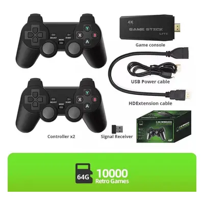 (as the picture, Games 2P) Data Frog 4k Video Game Console 2.4g Wireless Controller Built-in Gam