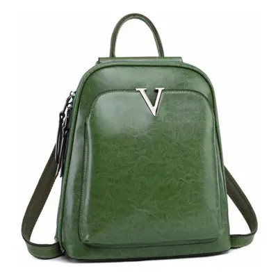 (green, 26cm*10cm*28cm) Women&apos;s Leisure Fashion Retro Leather Oil Wax Cow Leather Backpack