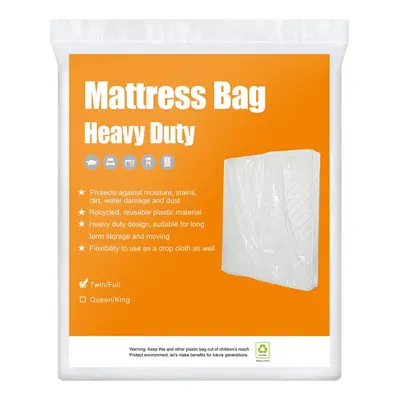 BYSURE 2Pack Mil Mattress Bag for Moving and Storage Transparent Mattress Disposal Bag Fits Twin