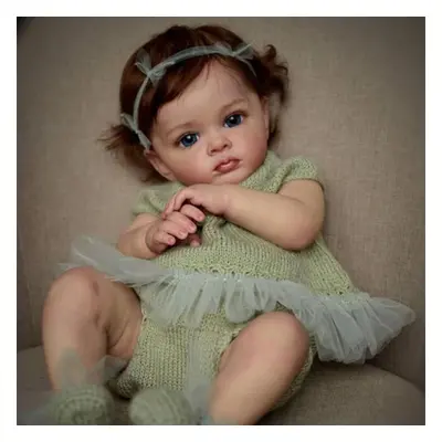 (green, No Toy) Npk 58cm Reborn Toddler Girl Doll Tutti Cloth Body Hand Paint Doll Green Sweater