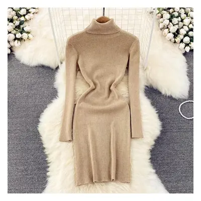 (as the picture, One Size) New Autumn Winter Women&apos;s Dress Temperament Solid Color Thicken 