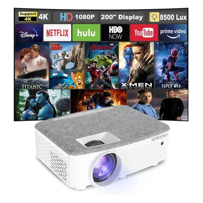 (1080P HD) Projector, Portable Video Projector HD 1080P Supported, Home Projector Lumens 200''Di