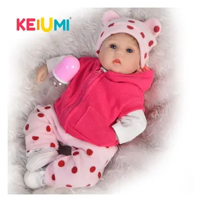 (blue, inch) Keiumi 17&apos;&apos; Cm Realistic Reborn Alive Doll Soft Body Silicone Lifelike Pr