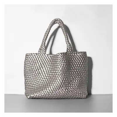 (silver) Pu Leather Bag Women Handbag Luxury Design Bag New Fashion Mommy Big Bag Weaving Should