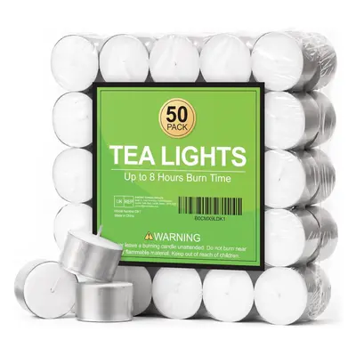 8 Hour Tea Lights Candles, Long Burning Tealights Candle Unscented White, Pack