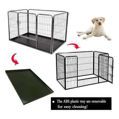 (S(93cm x 61cm W x 63cm H)) Dog Pet Cage Crate Enclosure Cat Puppy Play Pen with Free Plastic Tr