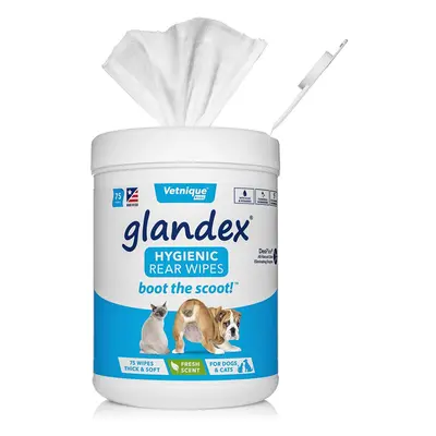 glandex Dog Wipes Cleansing Deodorizing Hygienic Anal Gland Grooming Wipes (75ct Container) - by