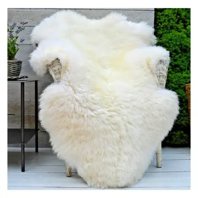 (Medium) Genuine Ivory Real Sheepskin Rug Luxury British Throw Eco Pelt