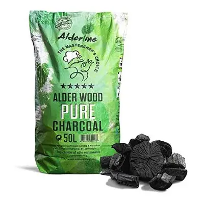 Alderline Natural Restaurant Grade Lumpwood BBQ Charcoal for Barbecues, 50L