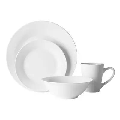 16-Piece Dinner Set, Modern White Porcelain Dinner Set, Piece Elegant White Dinner Set for Four 