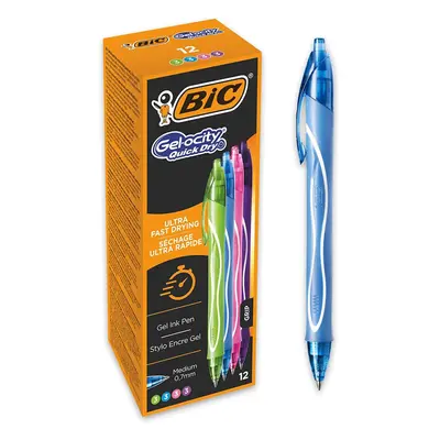 Bic Gel-ocity Quick Dry Gel Ink Pens - Assorted Colours, Box of