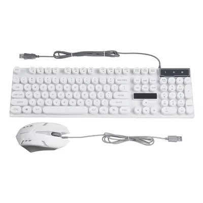 (White) Rainbow Backlit USB Wired 104Key Mechanical Keyboard and DPI LED Mouse Combo