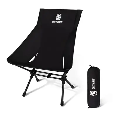 (Black) Portable Camping Chairs Outdoor High Back Chair For Fishing Trekking BBQ Parties Gardeni