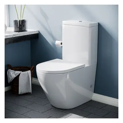 Nes Home Rimless Modern Close Coupled Rimless Bathroom Toilet & Soft Close Seat