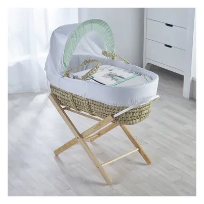 Tiny Ted Mint Palm Moses Basket with Opal Folding Stand Natural