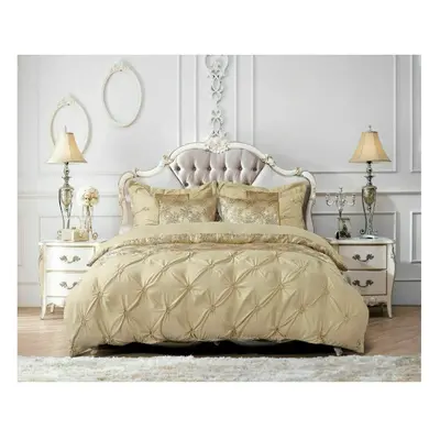 (Gold (Duvet-Set), King) New Modern MAYA Quilted Bedsprad & Duvet Cover Set