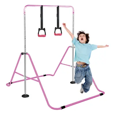 (Pink ) Gymnastics Bar, Folding Horizontal Bar With Rings