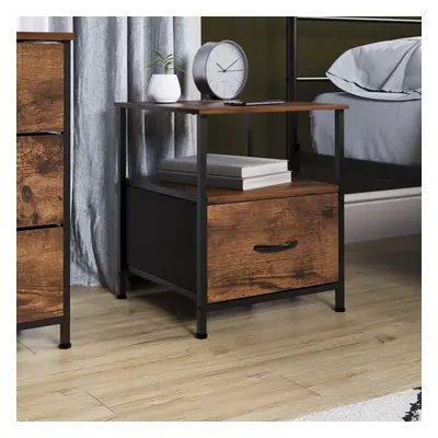 (Rustic Brown) Chorley Drawer Fabric Storage Bedside Chest