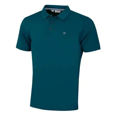 (M, Petrol) Calvin Klein Mens Campus Button Ribbed Collar Golf Polo Shirt