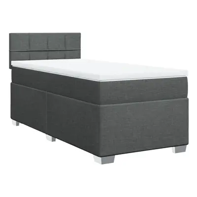 vidaXL Box Spring Bed with Mattress Home Bed Frame Dark Grey 90x200 cm Fabric