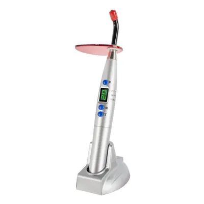 (silver) Dental 5w Wireless Cordless Led Curing Light Lamp 1500mw Blue Silver