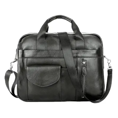 (black, 39cm*6cm*27.5cm) Business Men&apos;s Briefcase First Layer Cowhide Laptop Bag Men&apos;s