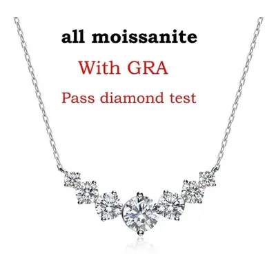 (as the picture, 5CTTW) New 1.7-5cttw All Moissanite Necklace For Women Smile Princesses Sparkli