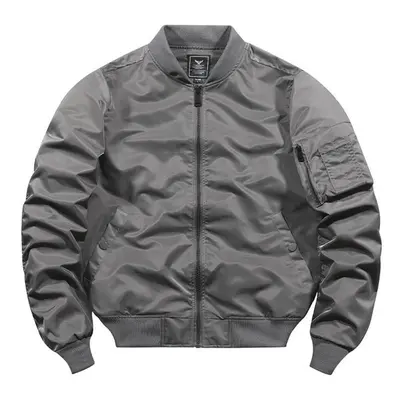 (grey, 5XL) New Fashion Tough Guy Jacket Thin Bomber Jacket Men