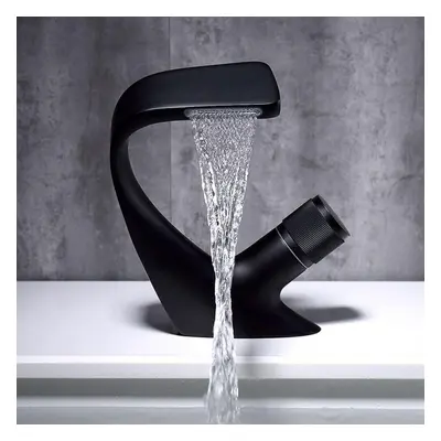 (Whole Black) Black Faucet Bathroom Sink Faucets Hot Cold Water Mixer Crane Deck Mounted Single 