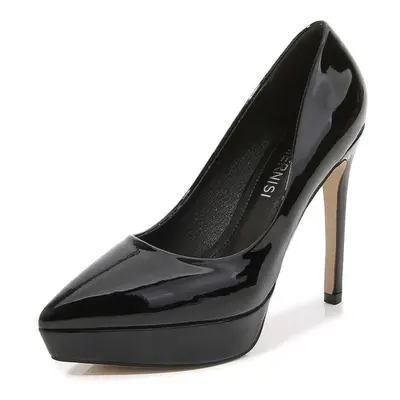 (black, 39) Summer Fashion Pointed Catwalk Women&apos;s Shoes Shallow Mouth Stiletto Heel Office