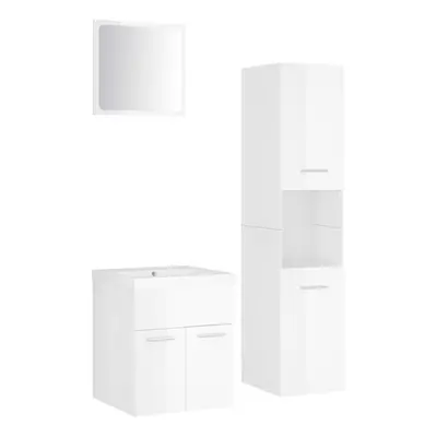 (high gloss white) vidaXL Bathroom Furniture Set Chipboard Wall Mirror Multi Sizes Multi Colors