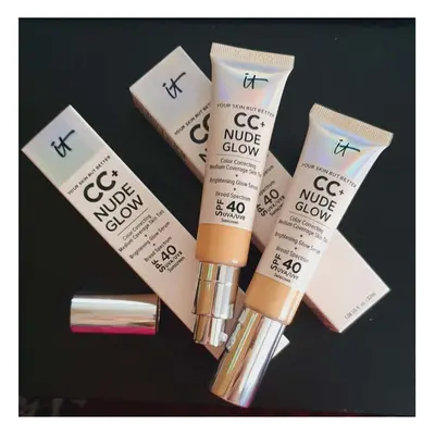 (MEDIUM 32ml) IT Cosmetics CC+ Nude Glow Colour Correcting Foundation Skin Brightening Serum SPF