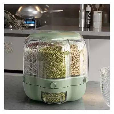 (light green, M-10KG) Food Dispensers Airtight Grain Food Storage Container Box Degrees Rotary S