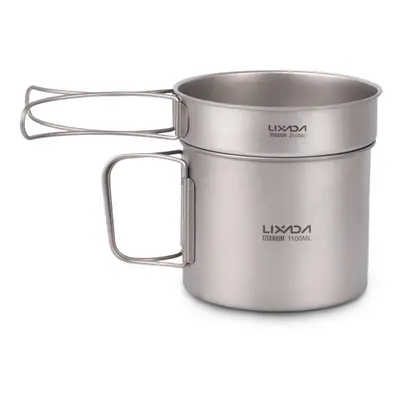 (900ml pot with 350ml pan) Lixada Ultralight Titanium Cookset Outdoor Camping Cookware Set 1100m