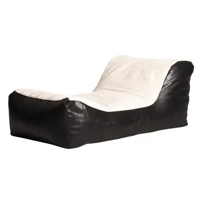 (Stone, Black) Large Comfortable Fabric Lounger Bean Bag