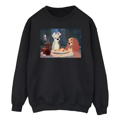 (L, Black) Disney Mens Lady And The Tramp Spaghetti Photo Sweatshirt