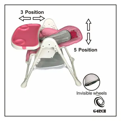 (Pink) Highchair Folding Baby Toddler Infant Reclining