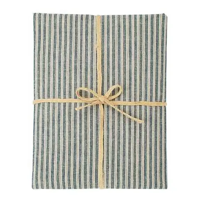 Walton & Co Hampton Stripe Tablecloth 130x180cm 100% Cotton In Denim Blue and Dove Grey