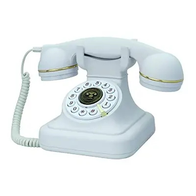 Retro Style Landline Phone for Home, TelPal White Old Fashion Phone, 1930's Push Button Antique 