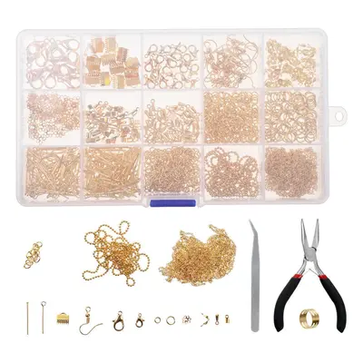 (Gold) 870pcs Gold/Silver/Bronze Repair Metal Tools DIY Craft Supplies Jewelry Making