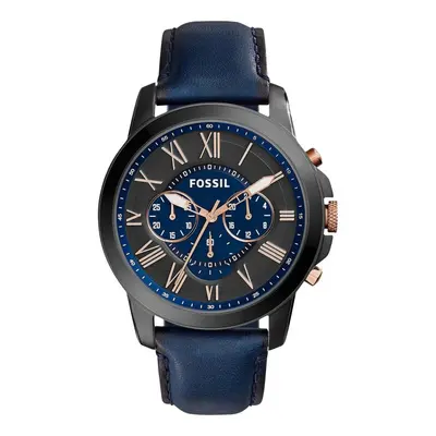 Fossil Grant Chronograph Black And Blue Dial Blue Leather Fs5061 Men's Watch